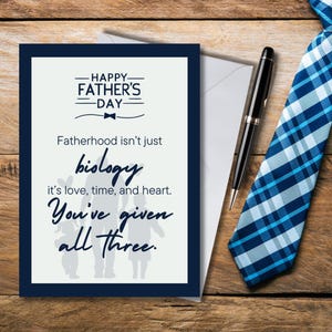 Tarjeta emotiva del Día del Padre para tu nuevo papá: Mensajes para papás, Celebración del Día del Padre para el Padrastro, Regalo único para el Padrastro, Papá Adoptivo