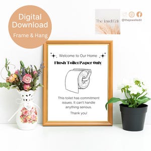 Funny Toilet Paper Only Sign: Airbnb Guest Bathroom Art (PDF Download)