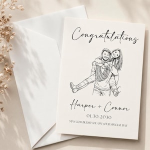 Custom Wedding Day Card Personalized Bride And Groom Drawing Couple Portrait Illustration Wedding Congratulations Card Gift Ai Digital Art