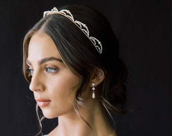 HELEDD | Delicate pearl headband, bridal crown, wedding tiara, wedding headband