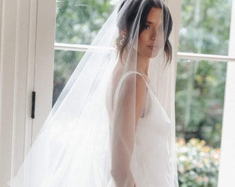 CASSANDRA | Wedding Veil with Blusher, Bridal Veil with Blusher, Chapel Wedding Veil, Classic 2 tier, Chapel Bridal Veil