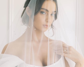 JENETH | Crystal Wedding Veil, Crystal Cathedral Veil, Crystal Bridal Veil, Long Bridal Veil, Cathedral Wedding Veil