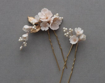 BLUSH | floral bridal hair pins, wedding hair pins, floral hair pins Wedding hairpiece, flower pins