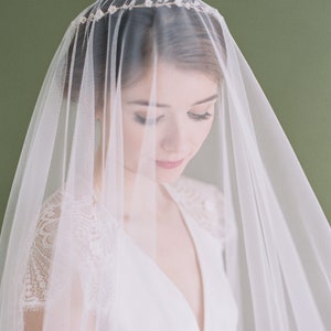 ALEXANDRA | Wedding Veil with Blusher, Drop Veil, Sheer Wedding Veil, Bridal Veil with Blusher, Sheer Wedding Veil, Soft Bridal Veil