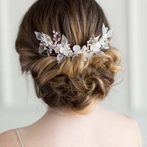 Wedding Headpiece, Bridal Headpiece, Silver Bridal Headpiece, Bridal Hair Vine, Floral Headpiece, Bridal Comb, Flower Crown, silver hairvine
