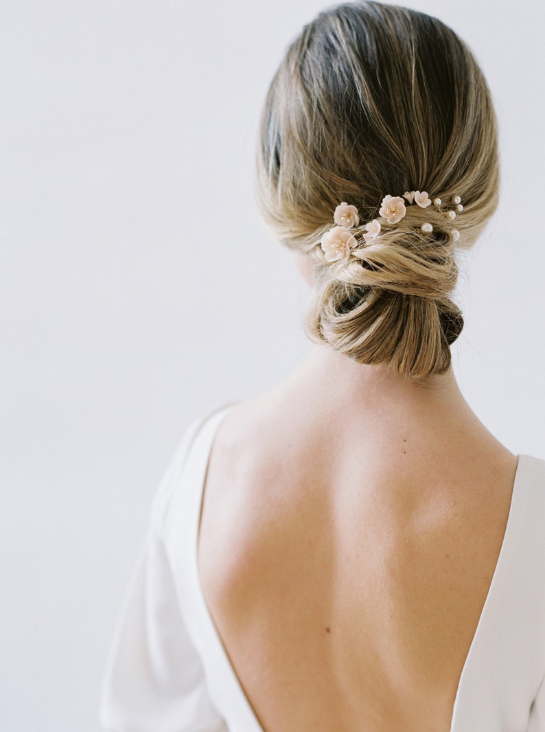 FLIRTING WITH SPRING floral bridal hair pins, wedding hair pins, floral hair pins Wedding hairpiece, flower pins image 1