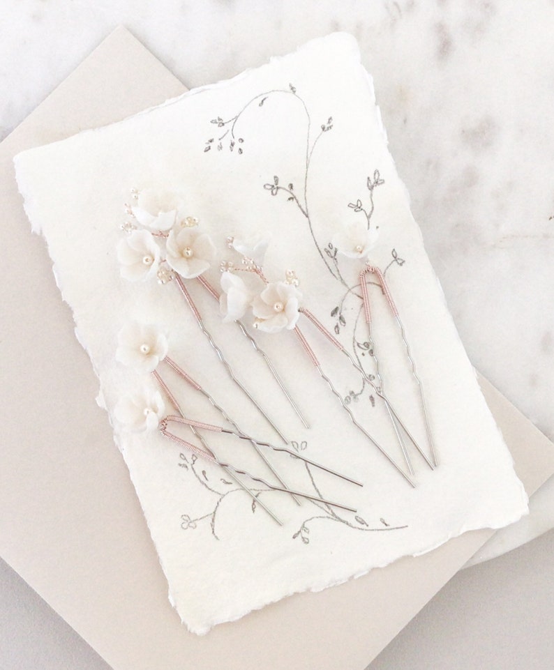 A SPRING AFFAIR floral bridal hair pins, wedding hair pins, floral hair pins Wedding hairpiece, flower pins image 10