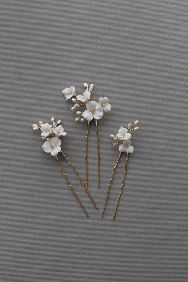 IN THE FALL floral bridal hair pins, wedding hair pins, floral hair pins, Wedding hairpiece, flower pins image 2
