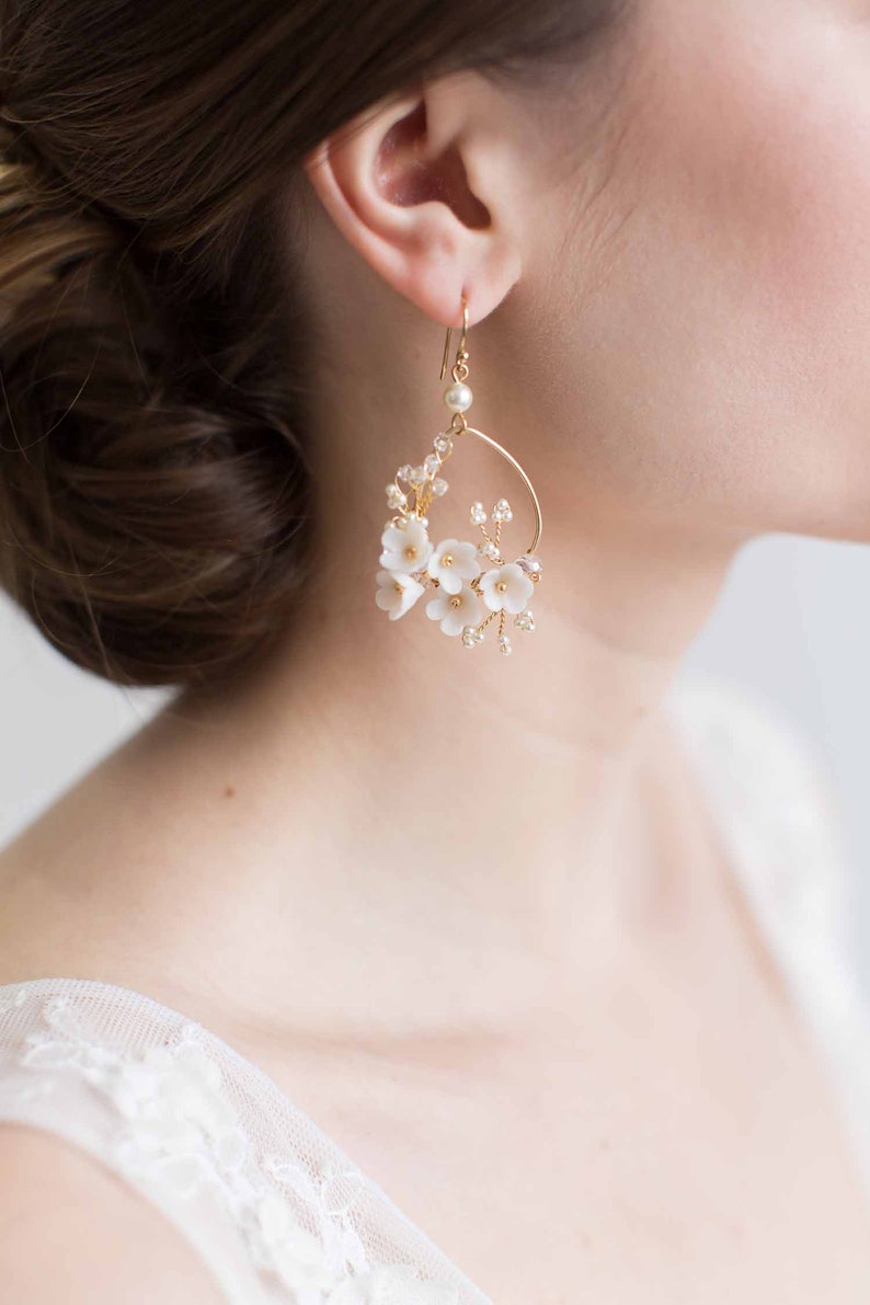 Wedding Statement Earrings Floral Bridal Earrings. Statement Etsy