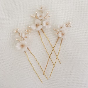 IN THE FALL floral bridal hair pins, wedding hair pins, floral hair pins, Wedding hairpiece, flower pins image 8