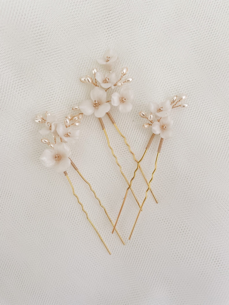 IN THE FALL floral bridal hair pins, wedding hair pins, floral hair pins, Wedding hairpiece, flower pins image 8