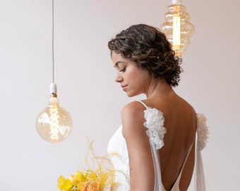 LLIAN | Tulle Wings with Flowers, Floral Tulle Wings, Floral Bridal Cape, soft tulle shoulder wings