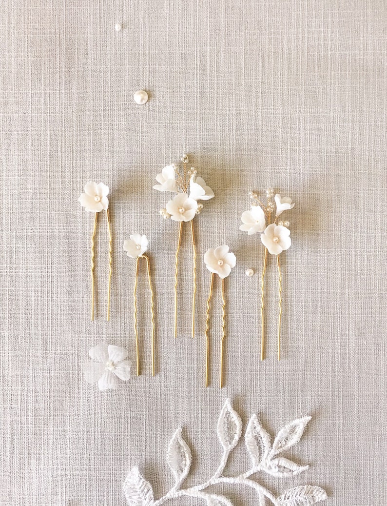 A SPRING AFFAIR floral bridal hair pins, wedding hair pins, floral hair pins Wedding hairpiece, flower pins image 2