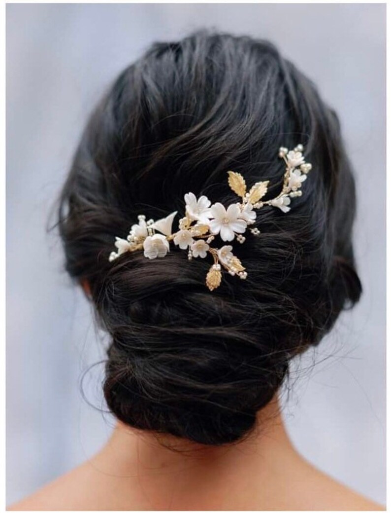 Floria Bridal hair comb, wedding hair comb, floral headpiece image 5