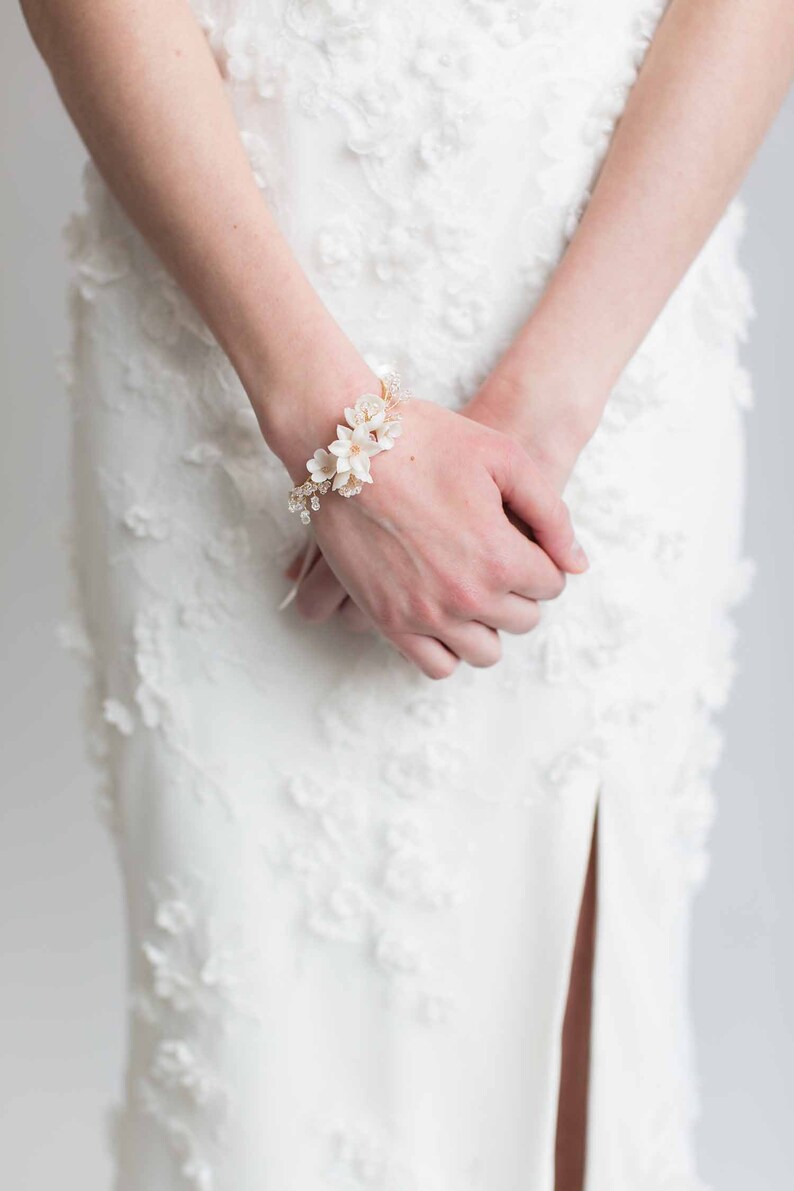 Flower Cuff Bridal Bracelet Bridal Cuff Bracelet Floral Etsy Australia