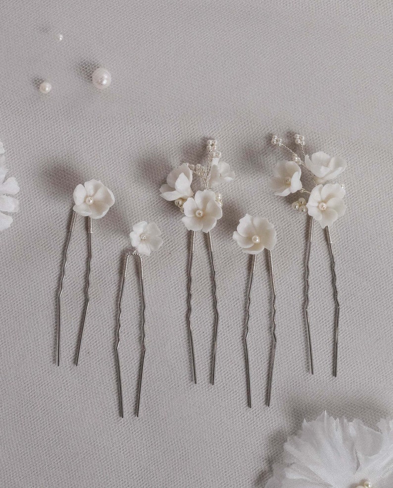 A SPRING AFFAIR floral bridal hair pins, wedding hair pins, floral hair pins Wedding hairpiece, flower pins image 9