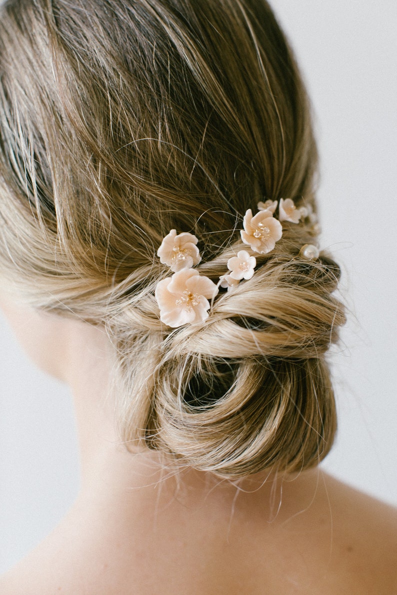 FLIRTING WITH SPRING floral bridal hair pins, wedding hair pins, floral hair pins Wedding hairpiece, flower pins image 2