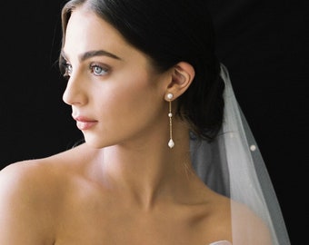 EVIE | Pearl Bridal Earrings, Pearl Wedding Earrings, pearl Earrings, Statement Earrings