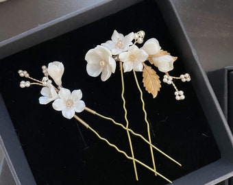 BLISSFUL | floral bridal hair pins, wedding hair pins, floral hair pins Wedding hairpiece, flower pins