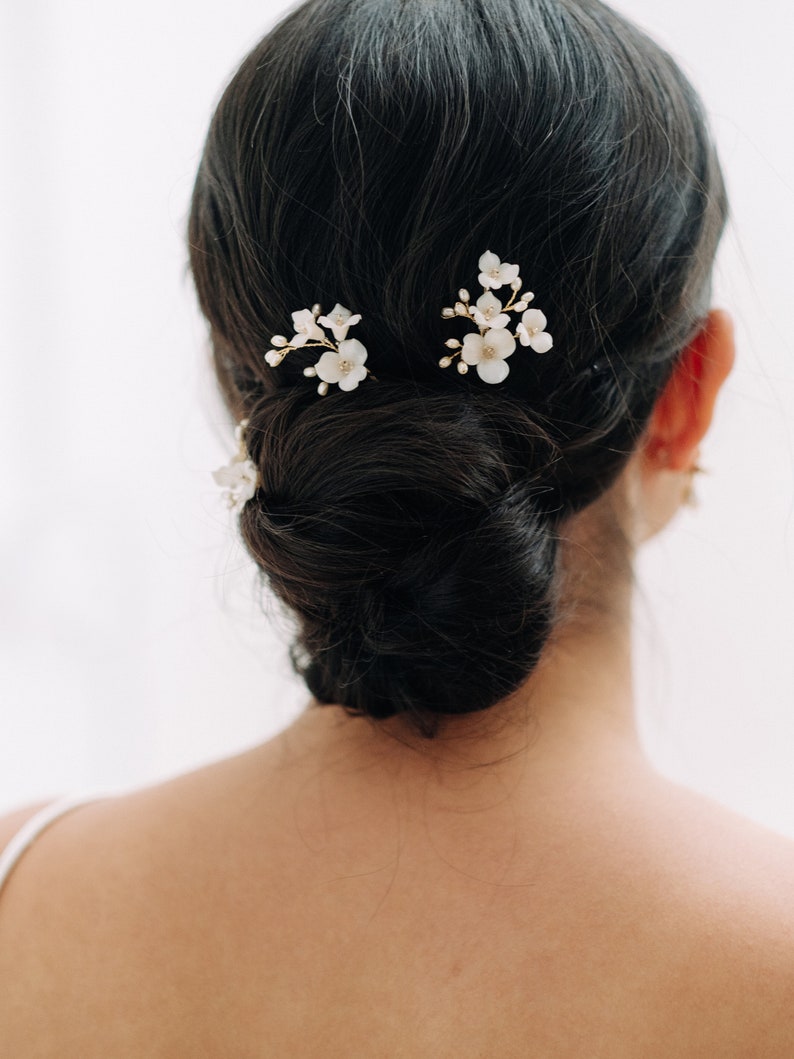 IN THE FALL floral bridal hair pins, wedding hair pins, floral hair pins, Wedding hairpiece, flower pins image 4