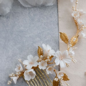 Floria Bridal hair comb, wedding hair comb, floral headpiece image 9