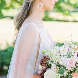 LARA Crystal Bridal Cape, Wedding cape, detachable cape, shoulder cape, cape veil, wedding cape veil, bridal cape veil, bridal coverup image 2