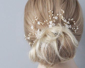 IN DE LENTE | Bloemen bruidshaarspelden, set van 3"