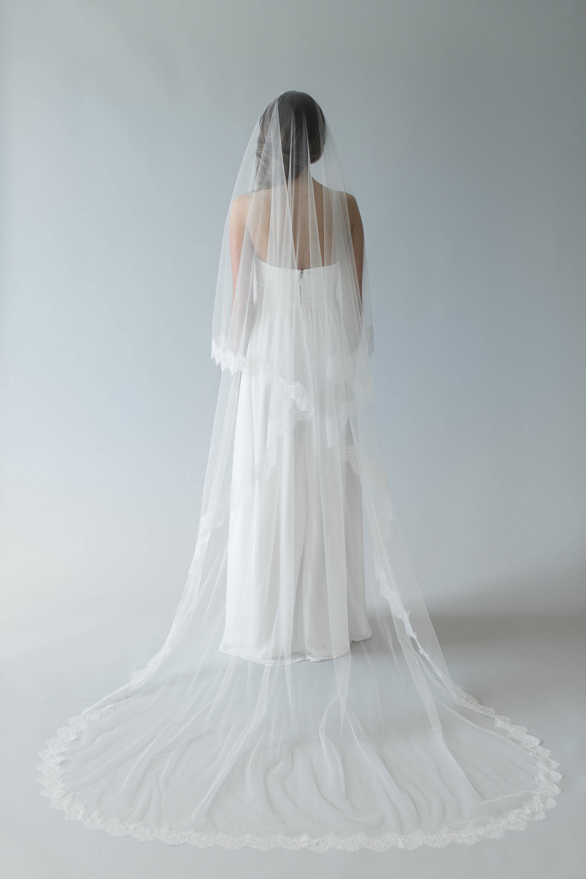 Silk Veil with Blusher Lace Wedding Veil with Blusher Silk Etsy