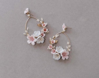 APPLE ORCHARD | Pastel Wedding Statement Earrings, wedding hoop earrings, bridal statement earrings