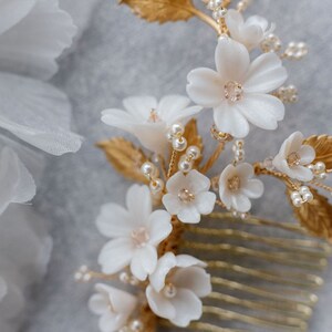 Floria Bridal hair comb, wedding hair comb, floral headpiece image 8