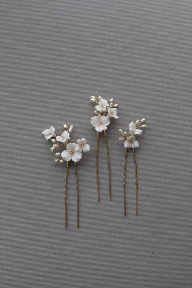 IN THE FALL floral bridal hair pins, wedding hair pins, floral hair pins, Wedding hairpiece, flower pins image 1