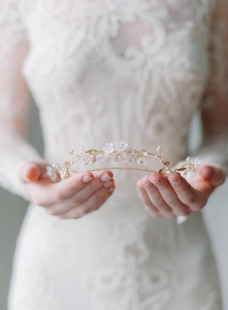 Delicate Floral Crown Flower Bridal Crown Bridal Headpiece Etsy