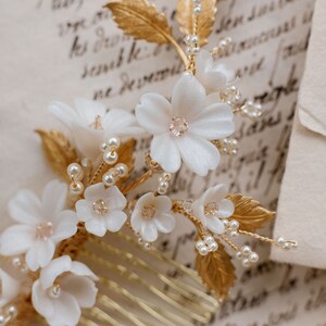 Floria Bridal hair comb, wedding hair comb, floral headpiece image 10