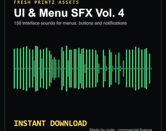 UI- und Menü-Soundeffekte Vol. 4, Klicks, Schaltflächen, Benachrichtigungen, lizenzfreie Spiel-Soundeffekte, WAV und Ogg, Indie-Spiel-Audio, kommerzielle Nutzung