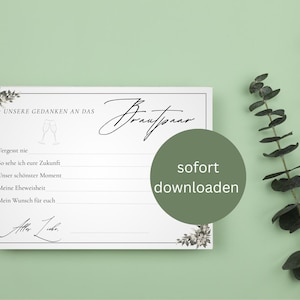 Tarjeta de boda para invitados | Pensamientos para los novios | Plantilla de juego de boda para imprimir | Descarga instantánea | Idea de bricolaje para bodas