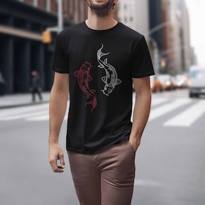 Koi Fish Unisex T Shirt, Koi Fish Yin Yang Tee, Unisex Softstyle Shirt, Zen Graphic T-Shirt, Spiritual Gift Idea, Japanese Art Tee