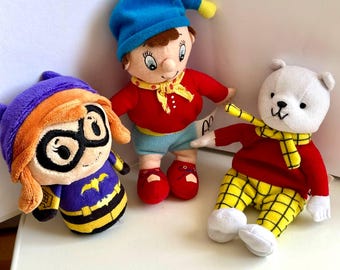 Rupert Niedźwiedź, Noddy, Batgirl Pluszowa zabawka z kolekcji Happy Meal McDonalds z 2001 roku, miękka zabawka z komiksów DC Comics