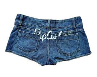 Vintage Rip Curl Low Rise Denim Shorts Y2K , Surfer Girl shorts - Size AUS 10 / US 5 - Distressed Micro Mini Jeans Shorts