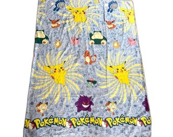 Funda nórdica vintage de Pokémon de los 90, original de Nintendo 1998, ropa de cama retro de Pikachu, Gengar y Snorlax.