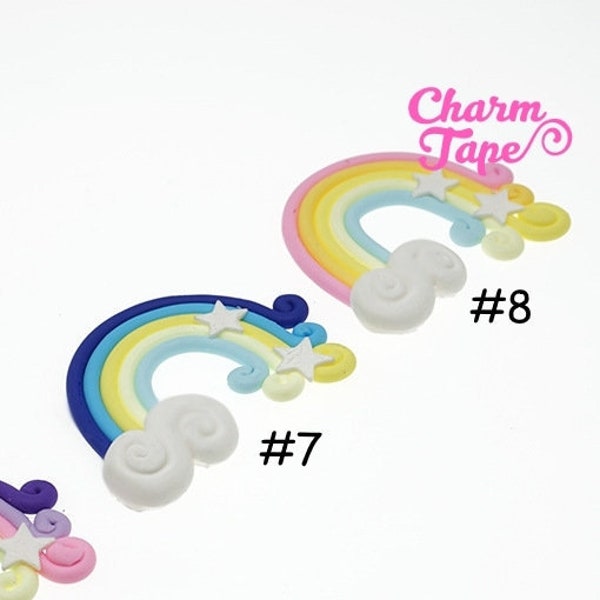 3 x Rainbow Fimo clay flat back decoden CABOCHONS cab All 3 pieces 50x35mm NO HOLES