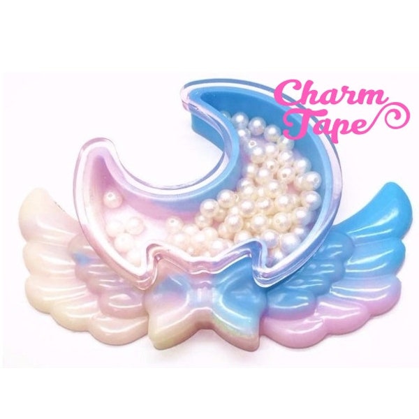 Magical Moon with Wing Trinket Box Silicon silicone mold flexible, for polymer clay, resin jewelry S167