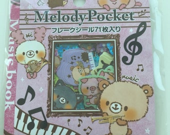 Rabbit & Bear Sticker Flakes Set - 71 Sheets Japanese SS450