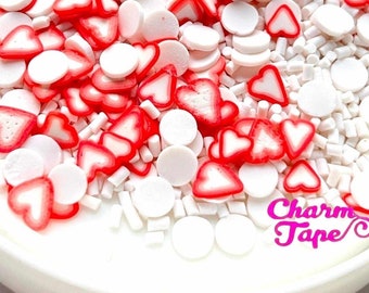 Happy Valentine sprinkles Mix, Confetti polymer ladybug clay slices Fimo Topping Tiny Decoden Faux Miniature SP415