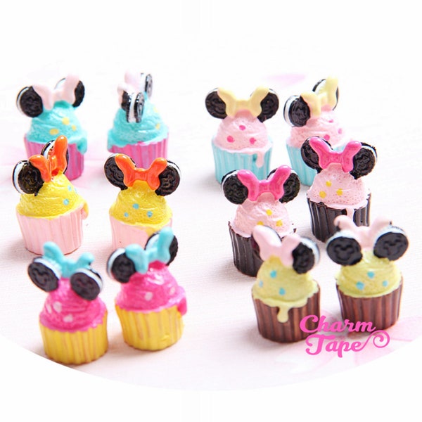 Minnie Oreo Ear Cupcake cabochon cab cute accessories for iPhone decoden Flat Bottom M036