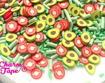 Guacamole sprinkle Mix fake avocado sprinkles, Confetti polymer clay slices Fimo Topping Tiny Decoden Faux Miniature SP400