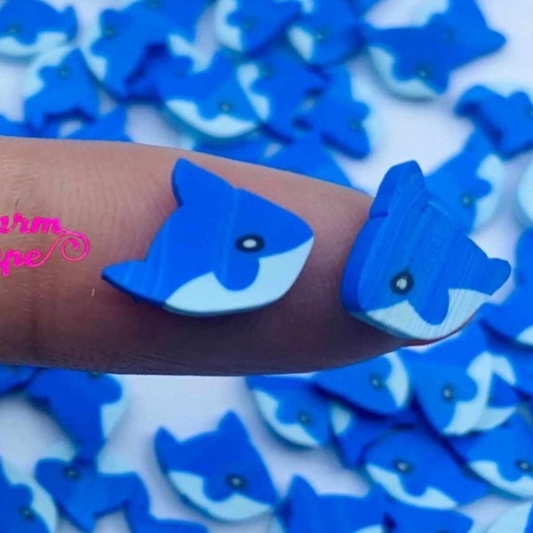 Tranche de requin baleine bleue, faux saupoudrer de confettis en pâte polymère Fimo Topping Tiny Decoden Faux Miniature SP421