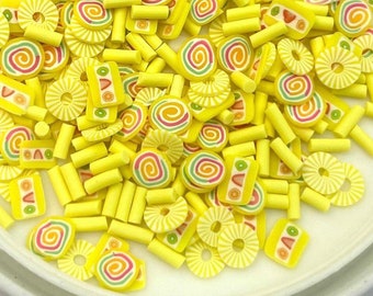 Pineapple Cake sprinkles Mix, Confetti polymer clay slices Fimo Topping Tiny Decoden Faux Miniature SP430