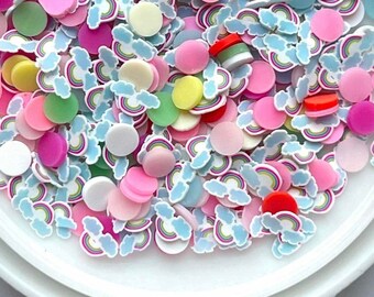 Happy in Heaven sprinkles Mix, Confetti polymer clay slices Fimo Topping Tiny Decoden Faux Miniature SP423