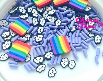 Stay Positive! sprinkle Mix fake Rainbow sprinkles, Confetti polymer clay slices Fimo Topping Tiny Decoden Faux Miniature SP401