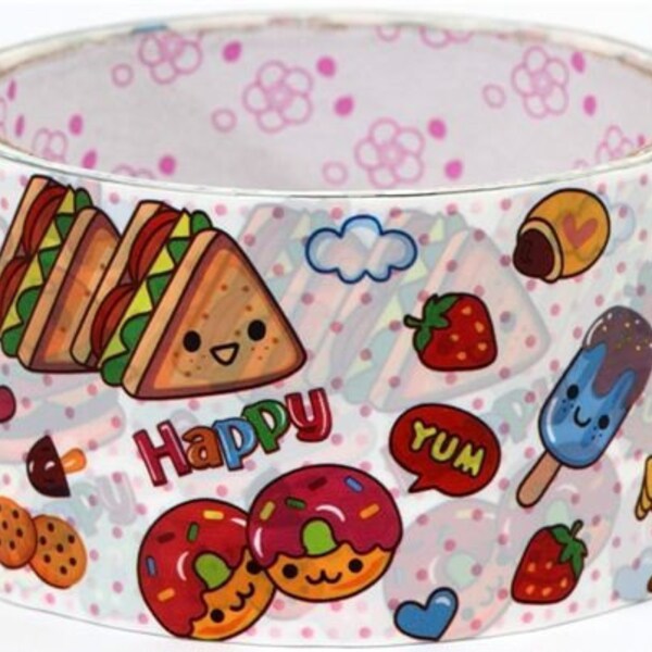 Kawaii Deco nastro adesivo Stickers - facce di ciambelle hamburger DTB9